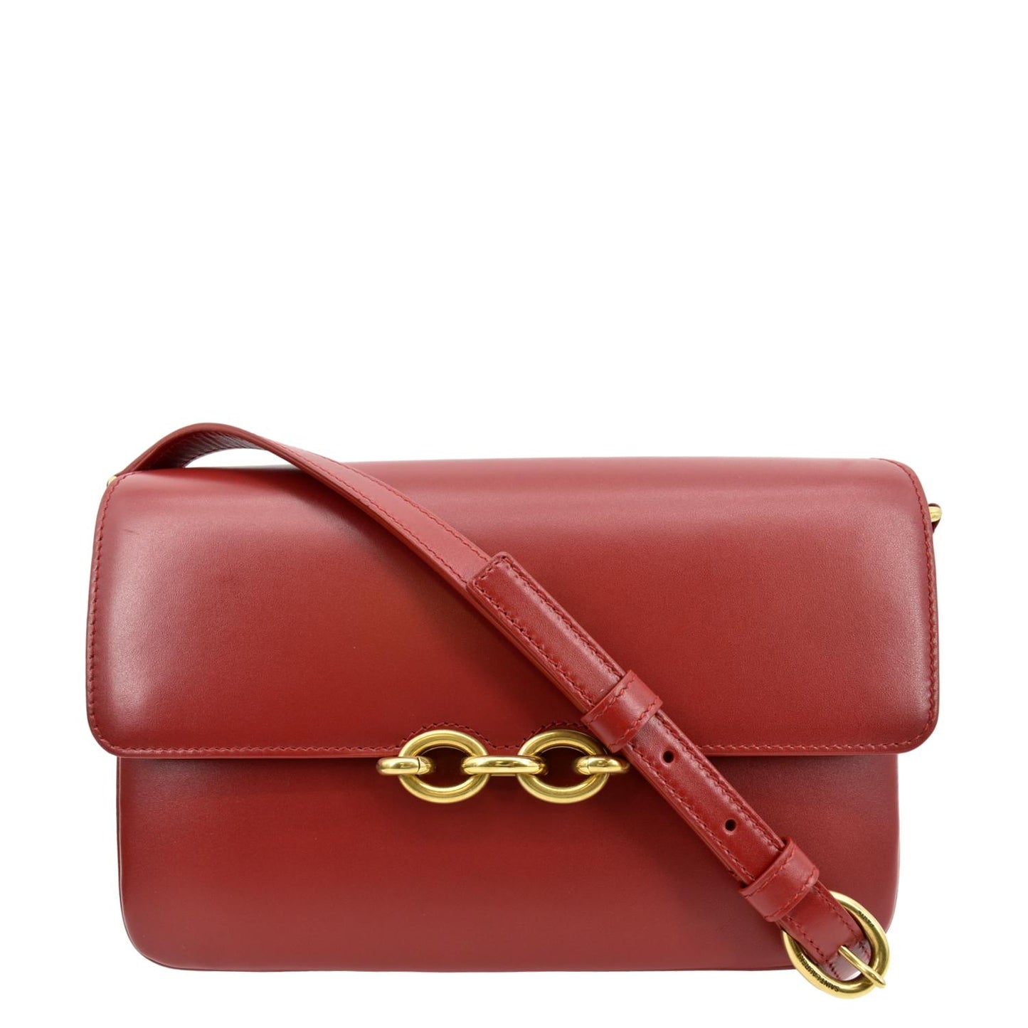 SAINT LAURENT Le Maillon Smooth Leather Shoulder Bag Red