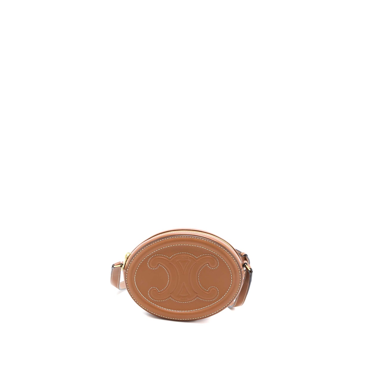 Celine Crossbody Oval Purse Cuirass Triomphe Smooth Calfskin Tan
