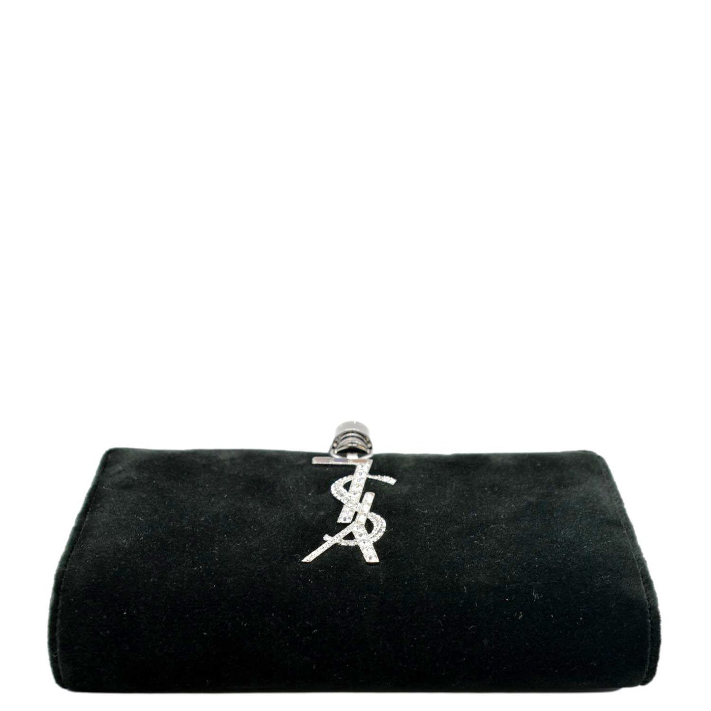 SAINT LAURENT Crystal Kate Medium Tassel Velvet Crossbody Bag Dark Green