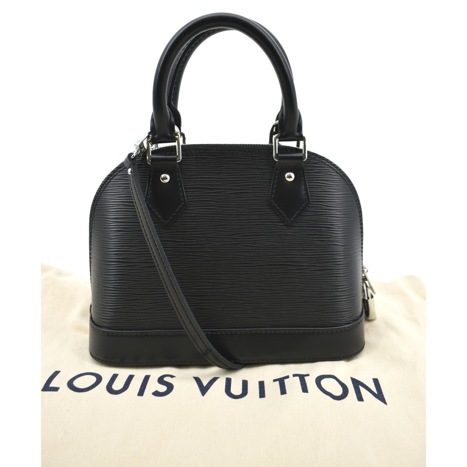 LOUIS VUITTON Alma BB Epi Leather Satchel Crossbody Bag Black
