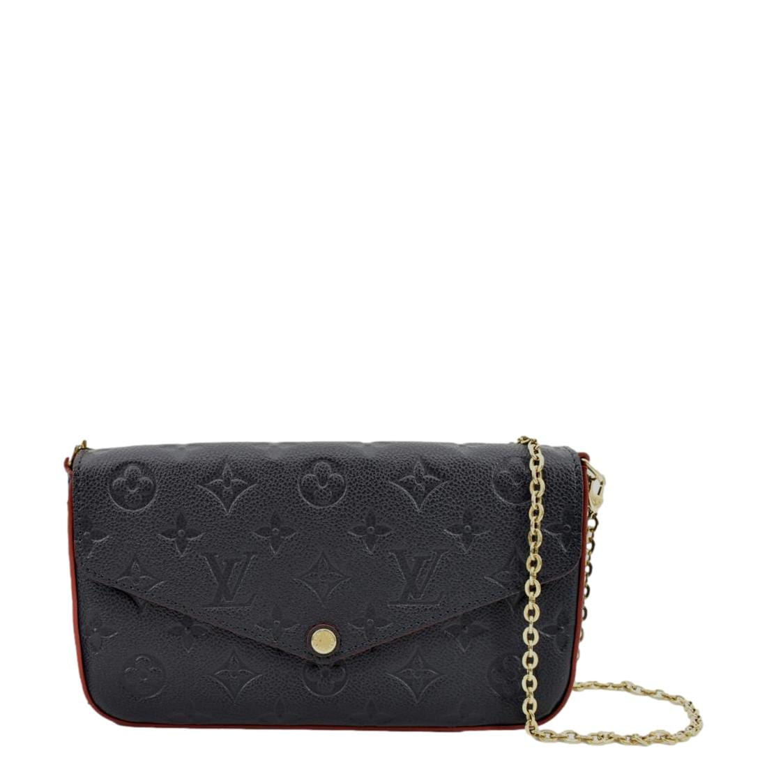 LOUIS VUITTON Felicie Monogram Empreinte Pochette Crossbody Bag Blue