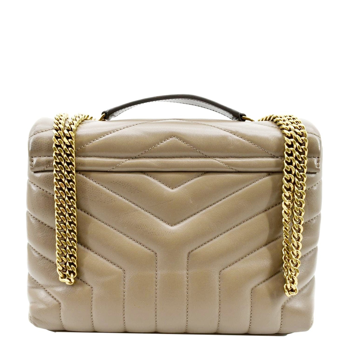 SAINT LAURENT Small Loulou Quilted Leather Crossbody Bag Dark Beige