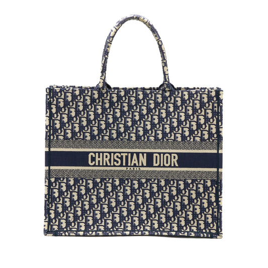Dior Large Book Tote Blue Blue Oblique Jacquard