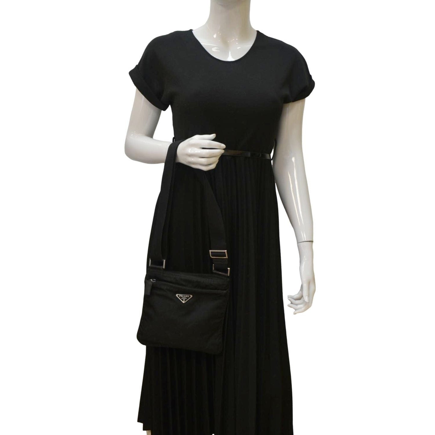 PRADA Nylon Crossbody Messenger Bag Black