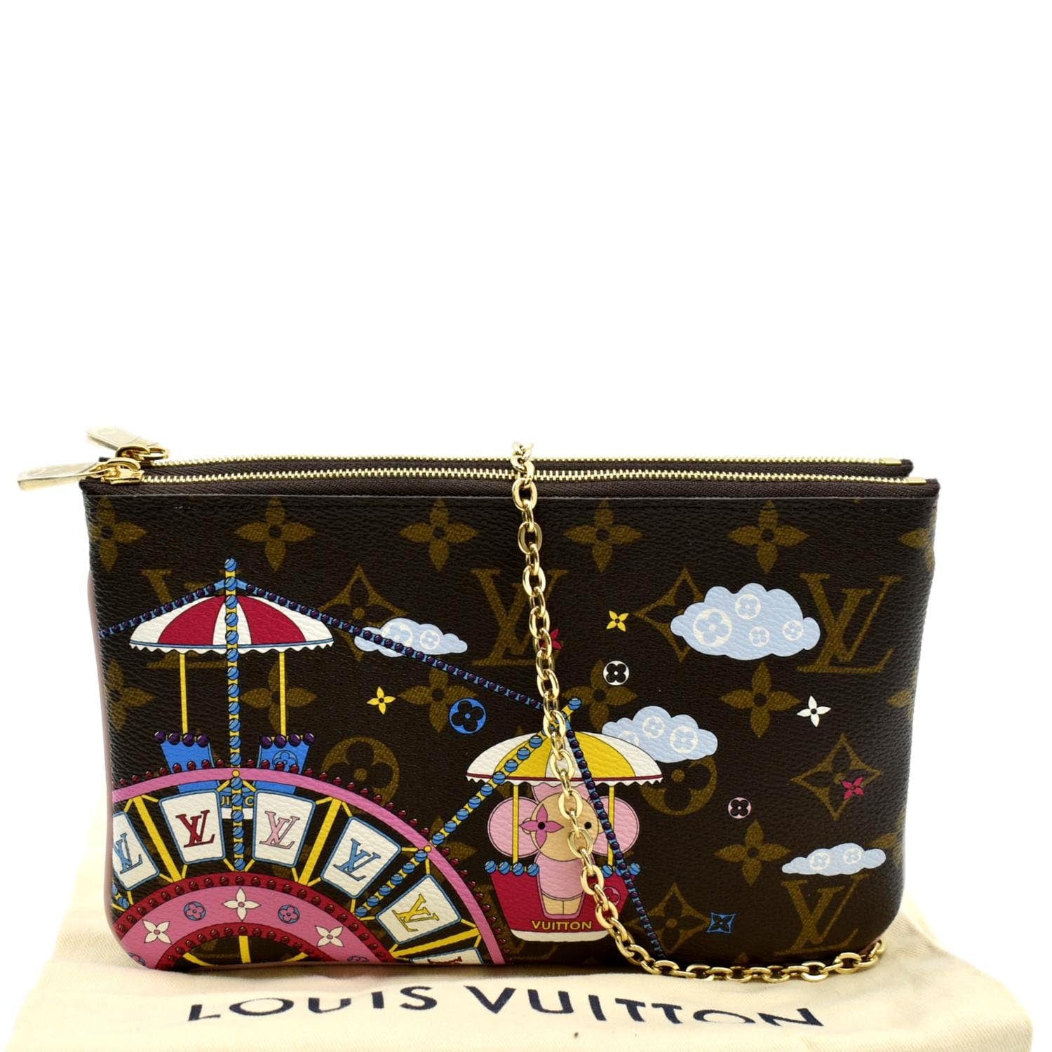 LOUIS VUITTON Vivienne Pochette Monogram Canvas Chain Crossbody Bag Brown