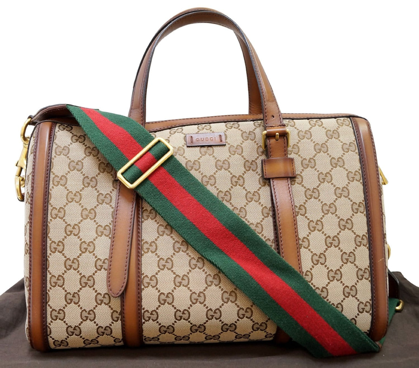 GUCCI Web GG Canvas Boston Bag 381044