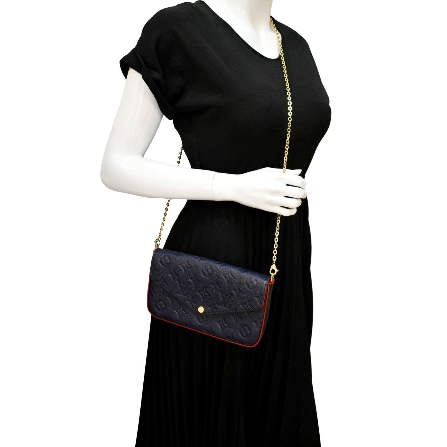LOUIS VUITTON Felicie Monogram Empreinte Pochette Crossbody Bag Blue