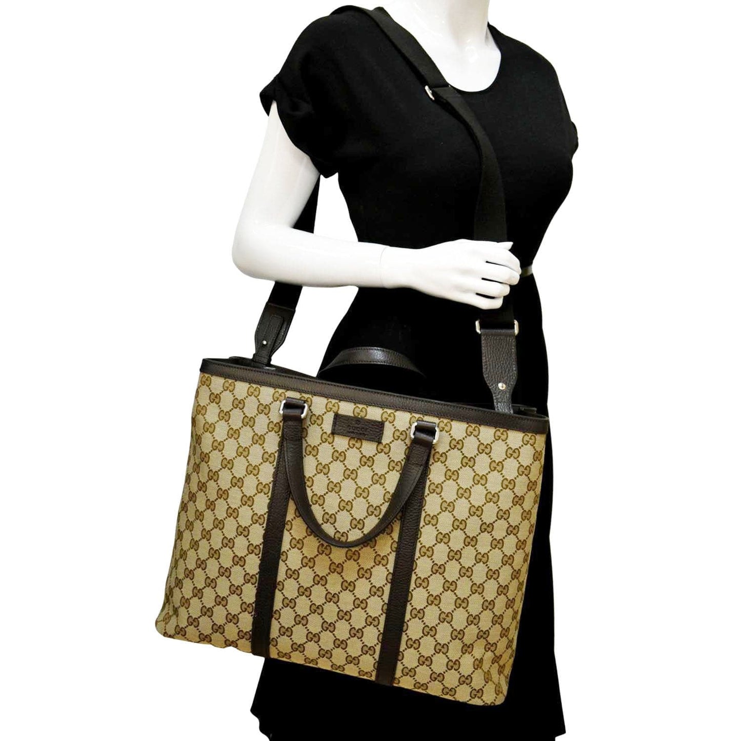 GUCCI GG Supreme Canvas Shopping Tote Bag Beige 449169