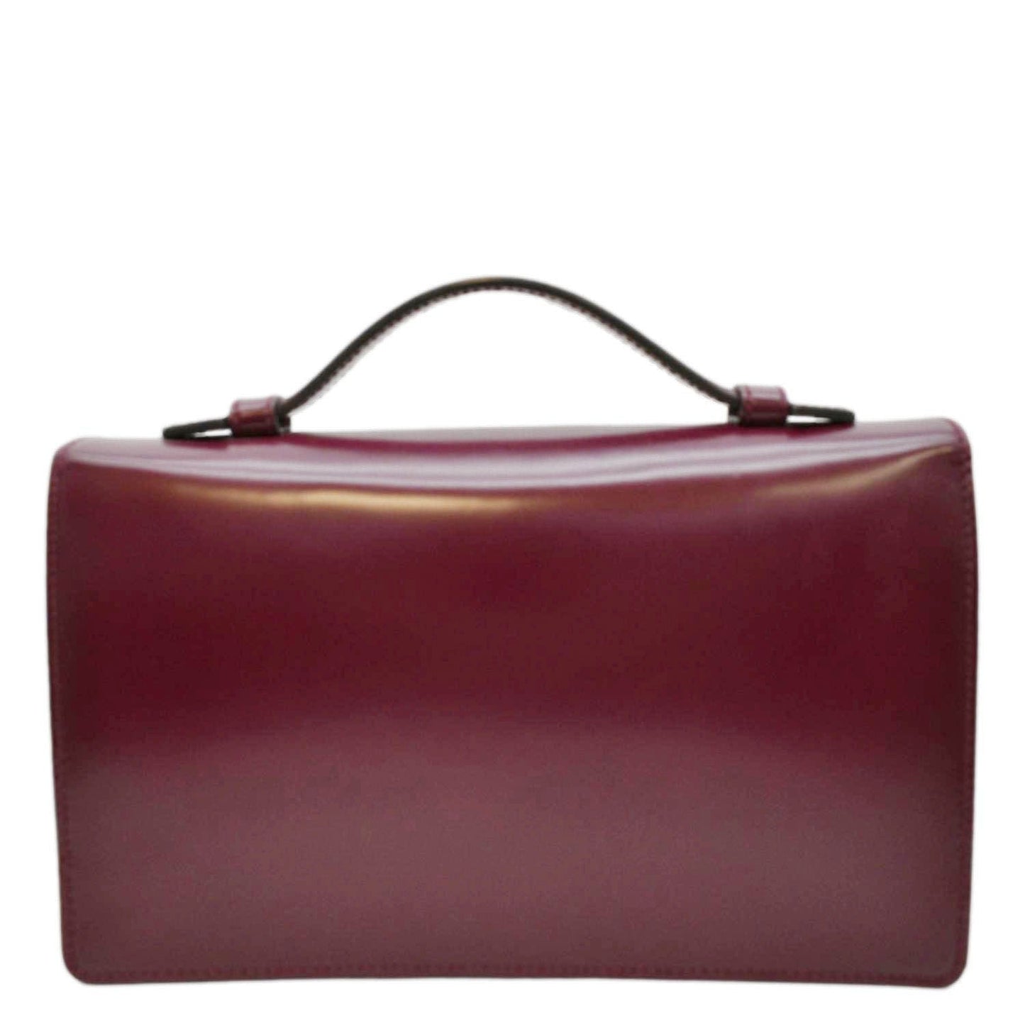 GUCCI Lock Leather Top Handle Satchel Bag Purple Wine 331823