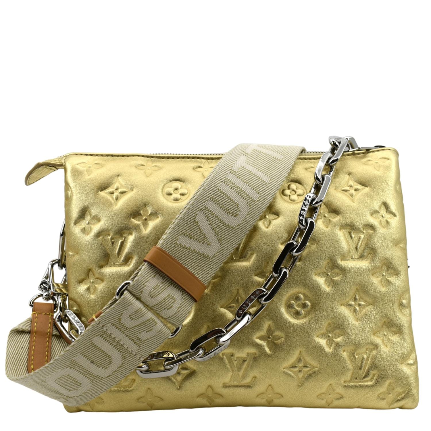 LOUIS VUITTON Coussin PM Monogram Embossed Leather Shoulder Bag Gold