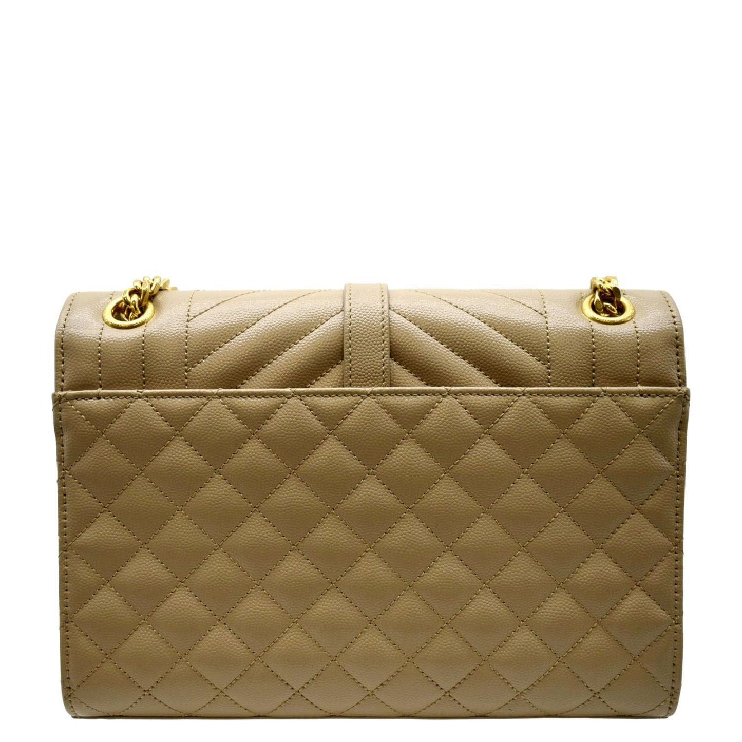 SAINT LAURENT Envelope Flap Matelasse Leather Shoulder Bag Beige