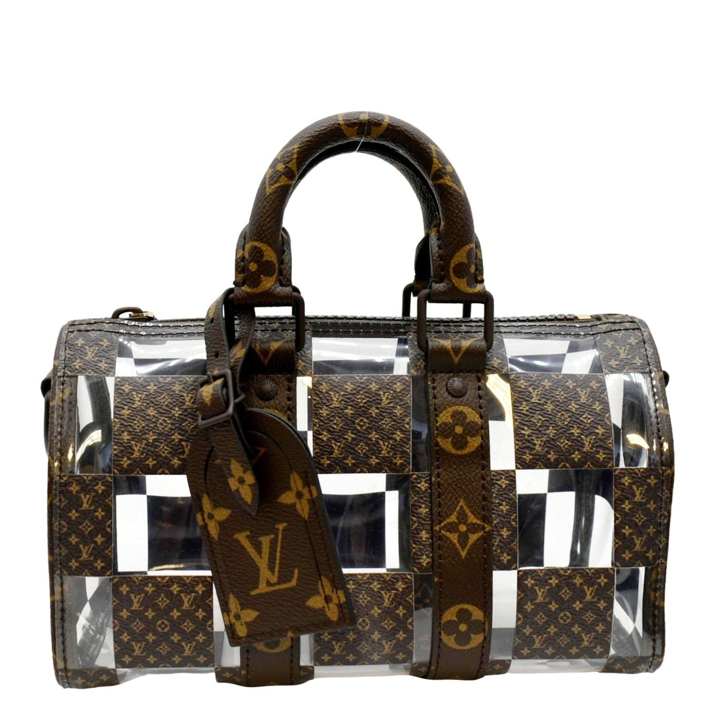 LOUIS VUITTON Chess Keepall 25 Monogram Canvas Satchel Bag Brown
