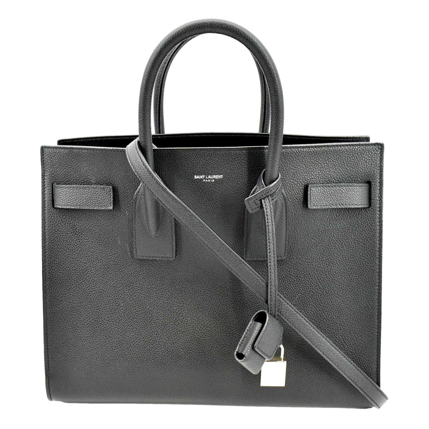 SAINT LAURENT Sac de Jour Leather Satchel Shoulder Bag Black