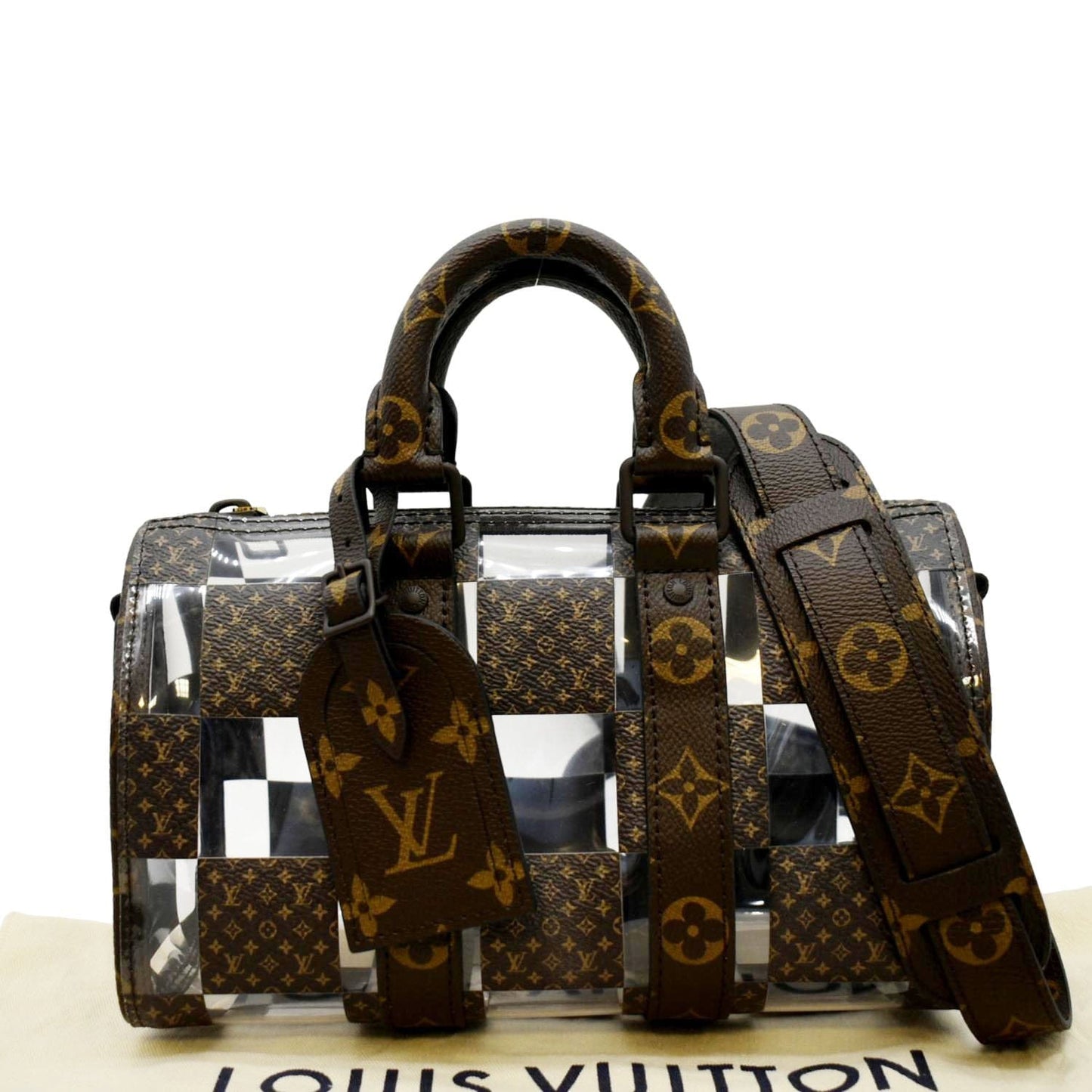 LOUIS VUITTON Chess Keepall 25 Monogram Canvas Satchel Bag Brown