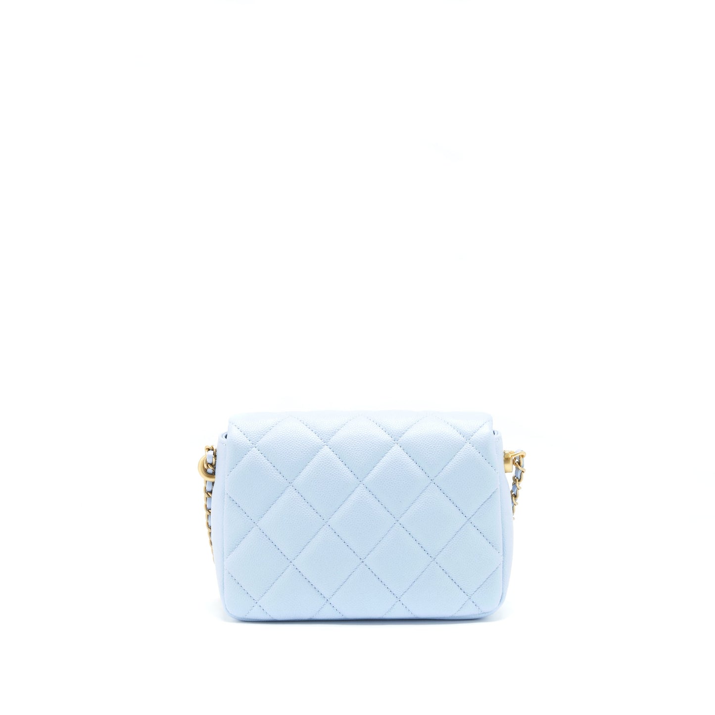Chanel 21K My Perfect Mini Flap Bag Caviar Iridescent Light Blue