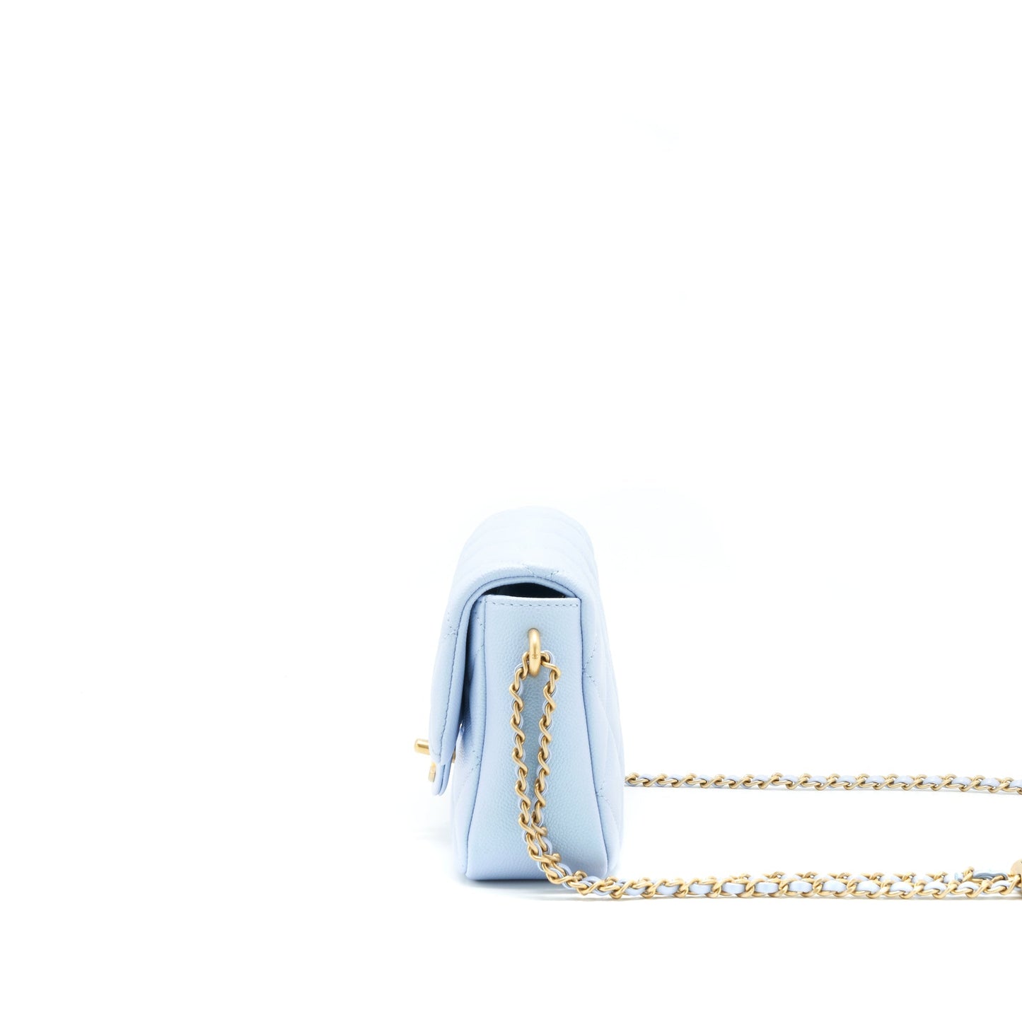 Chanel 21K My Perfect Mini Flap Bag Caviar Iridescent Light Blue