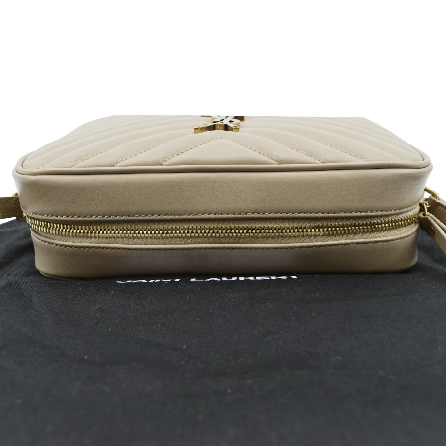 SAINT LAURENT Lou Camera Chevron Leather Crossbody Bag Creme