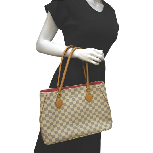 LOUIS VUITTON Calvi Damier Azur Shoulder Bag White