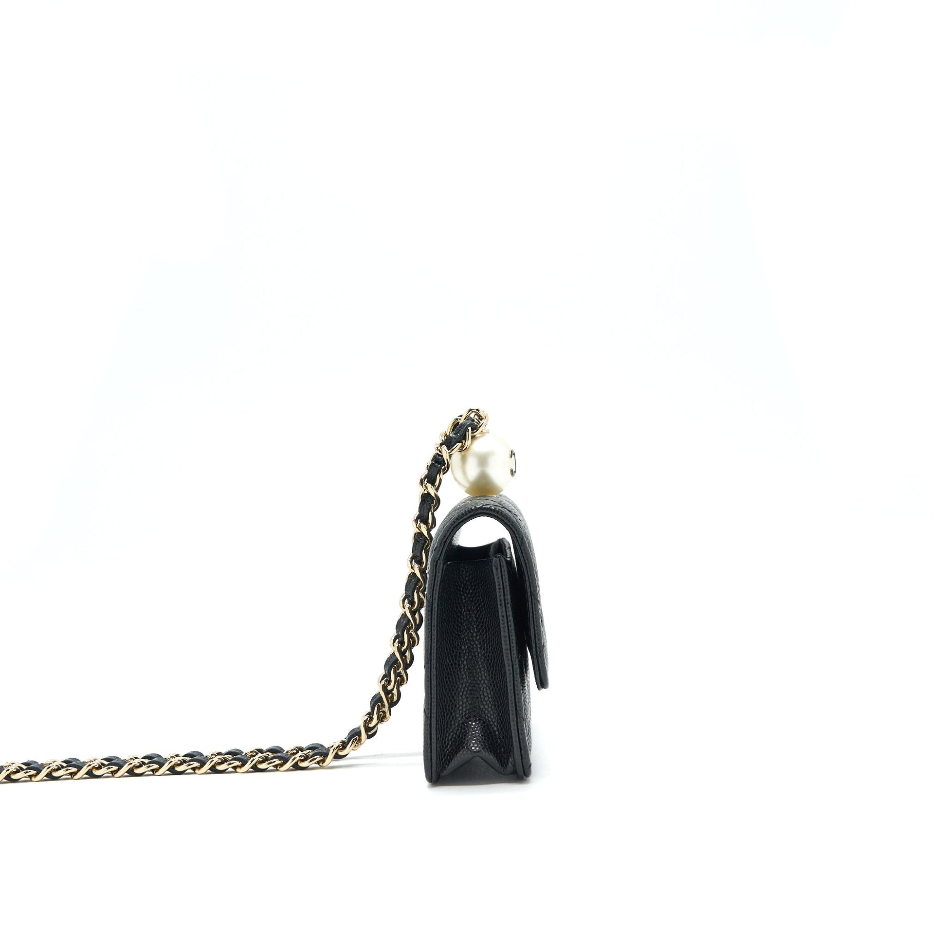 Chanel Flap Coin Purse with Chain Black Caviar L