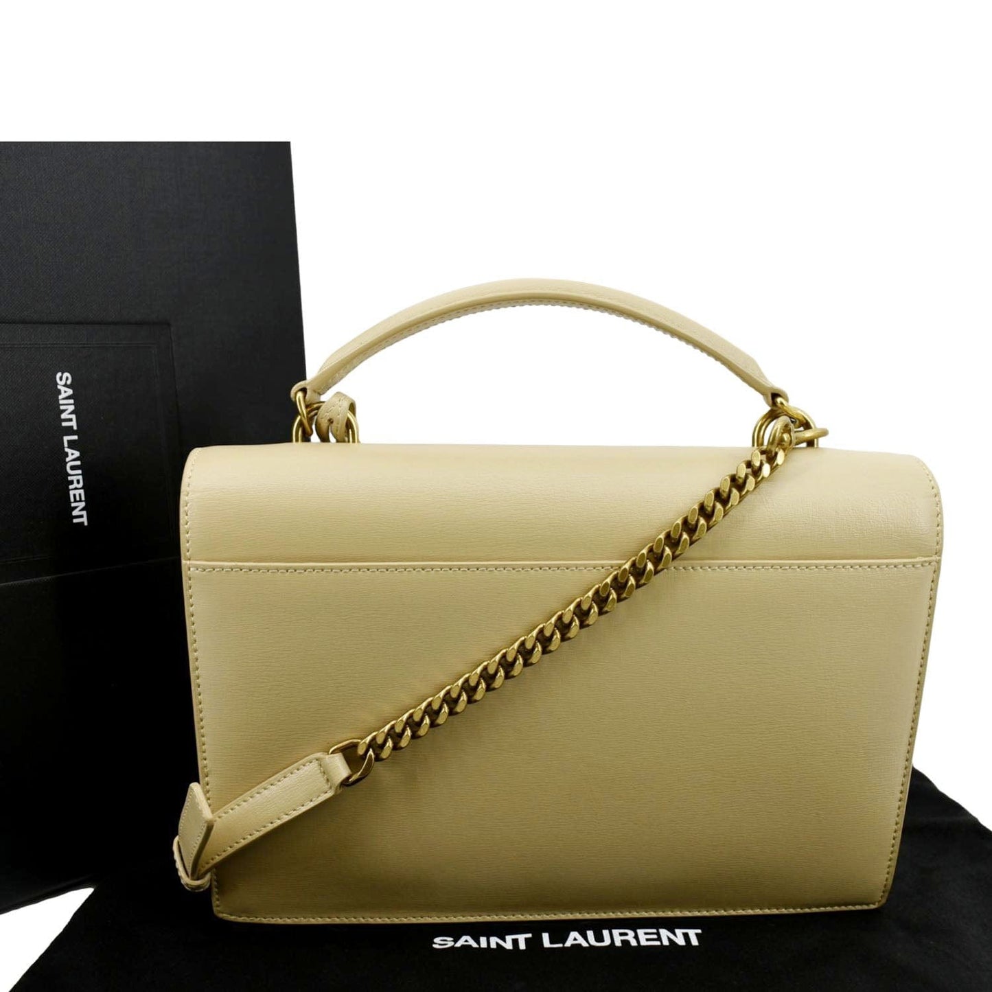 SAINT LAURENT Monogram Sunset Medium Leather Shoulder Bag Beige