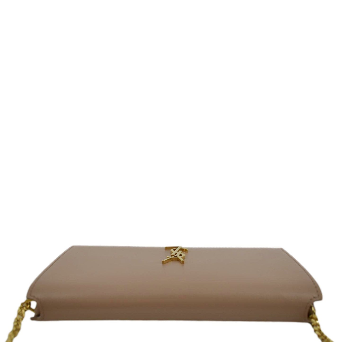 SAINT LAURENT Cassandre Phone Holder Leather Shoulder Bag Dark Beige