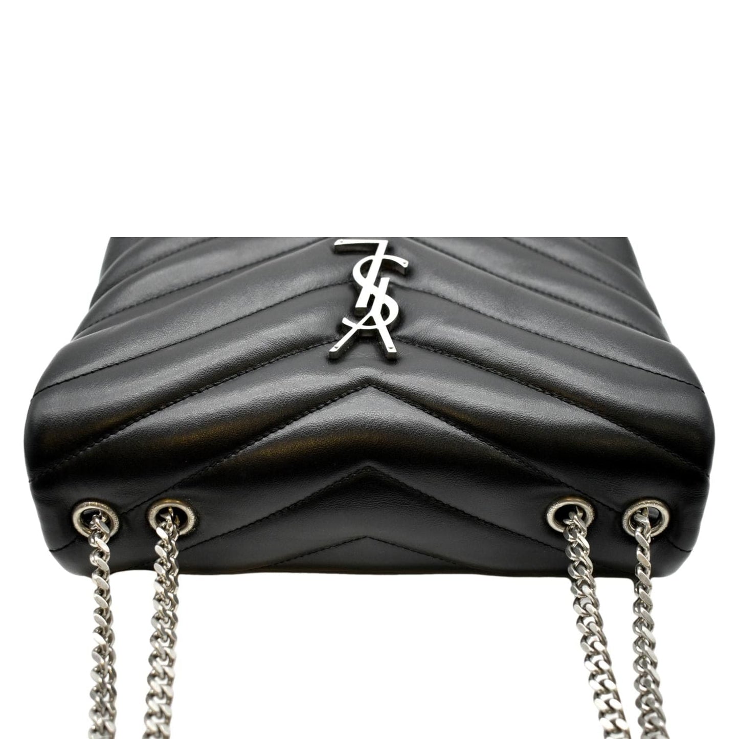 SAINT LAURENT Loulou Small Matelasse Leather Chain Shoulder Bag Black