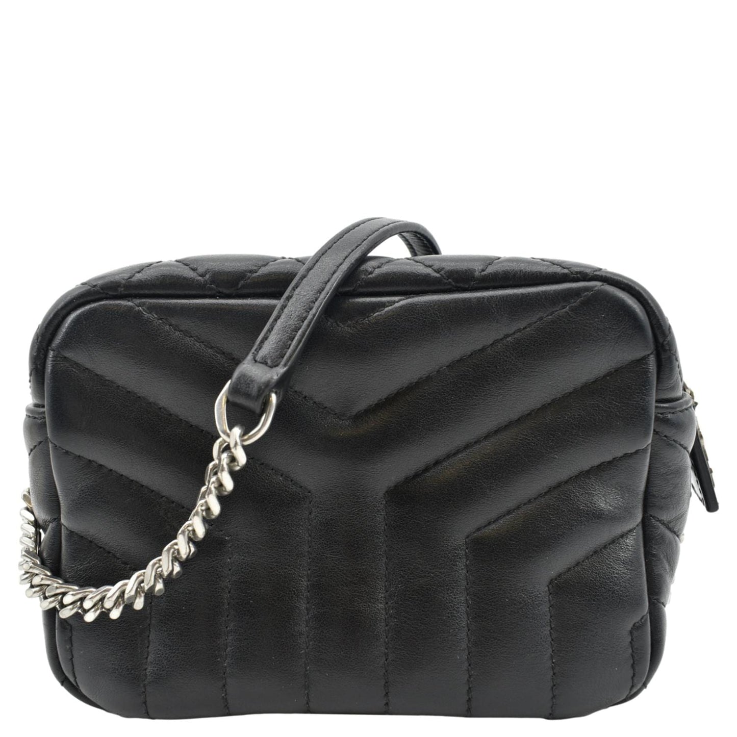 SAINT LAURENT Y Mini Quilted Calfskin Leather Camera Bag Black