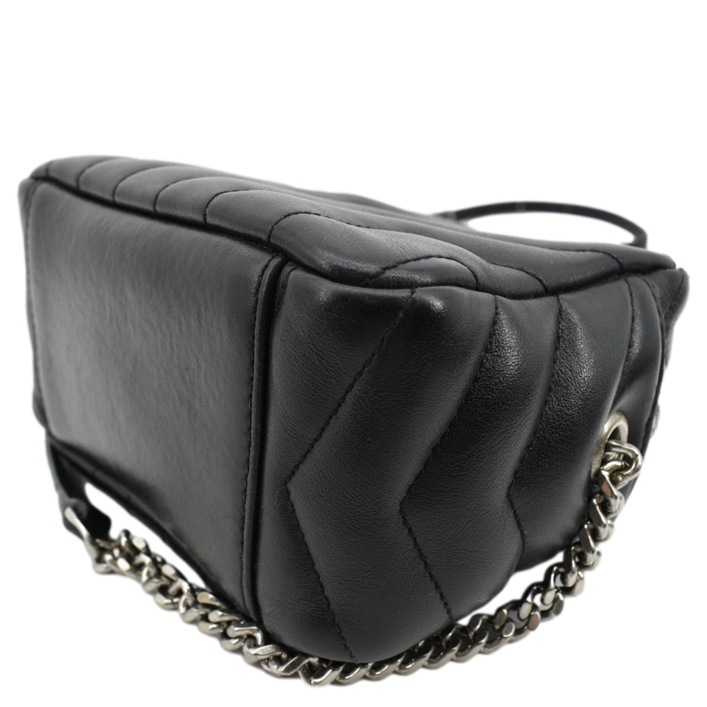 SAINT LAURENT Y Mini Quilted Calfskin Leather Camera Bag Black