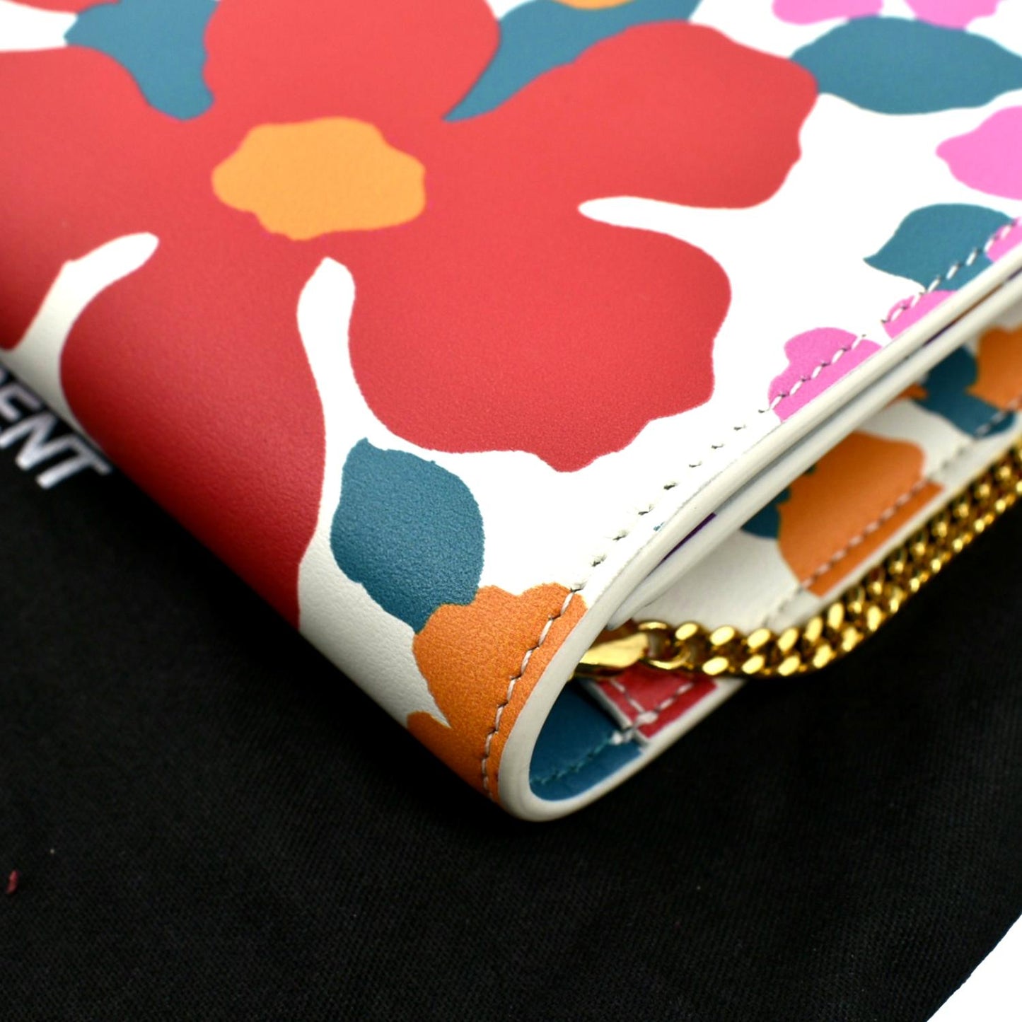 SAINT LAURENT Floral Print Leather Shoulder Bag Multicolor