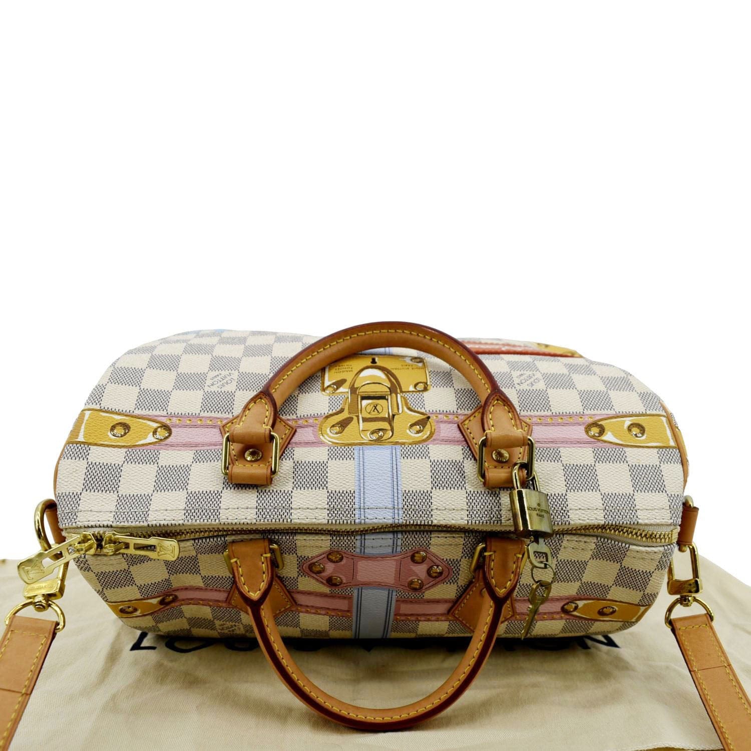 LOUIS VUITTON Summer Trunks Damier Azur Satchel Shoulder Bag White