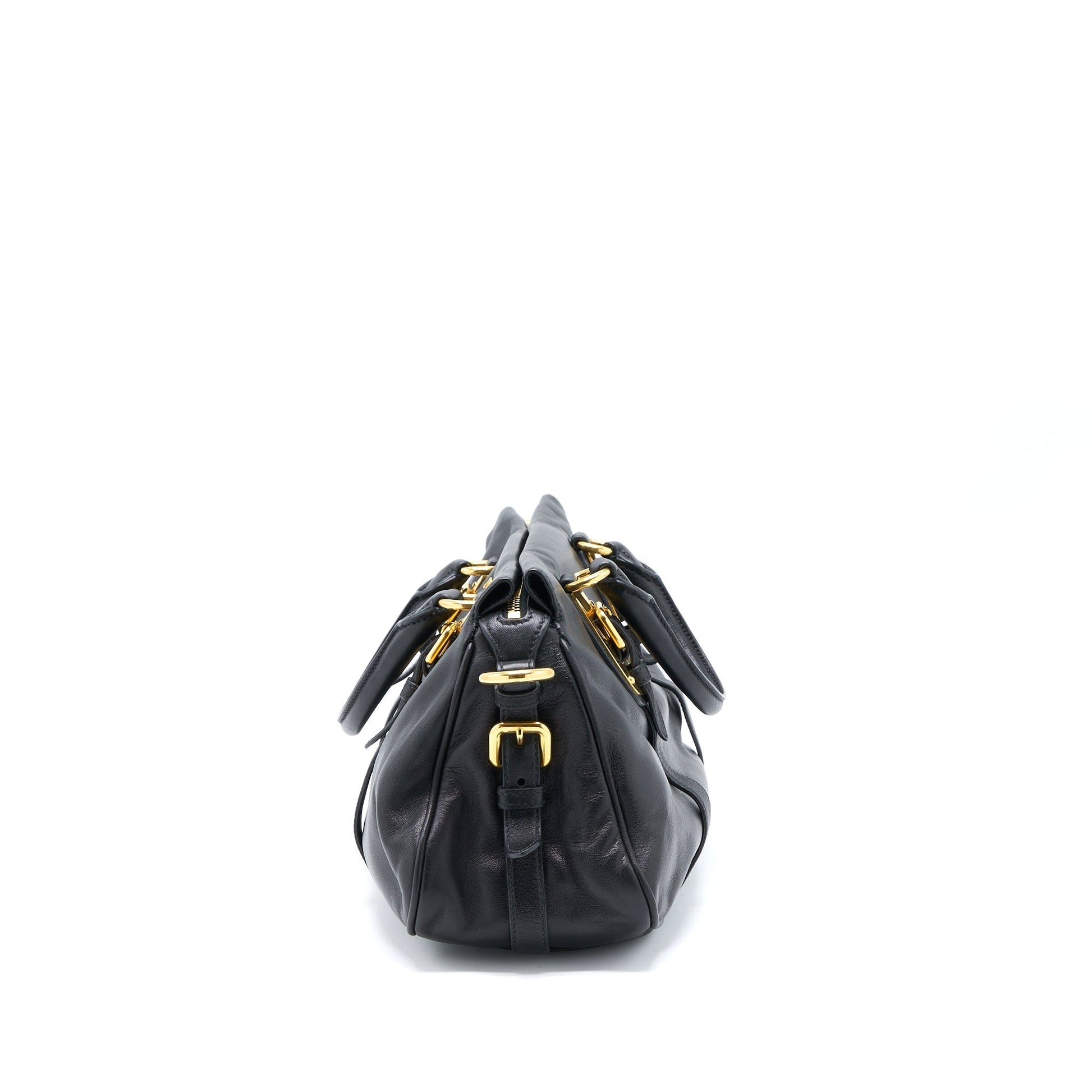 Prada Bauletto Tote Bag Soft Calfskin Black GHW