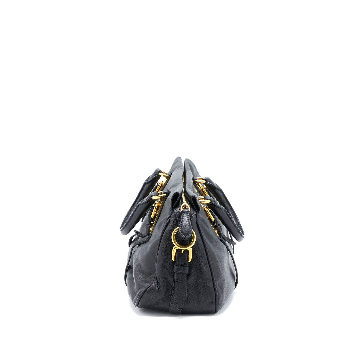 Prada Bauletto Tote Bag Soft Calfskin Black GHW