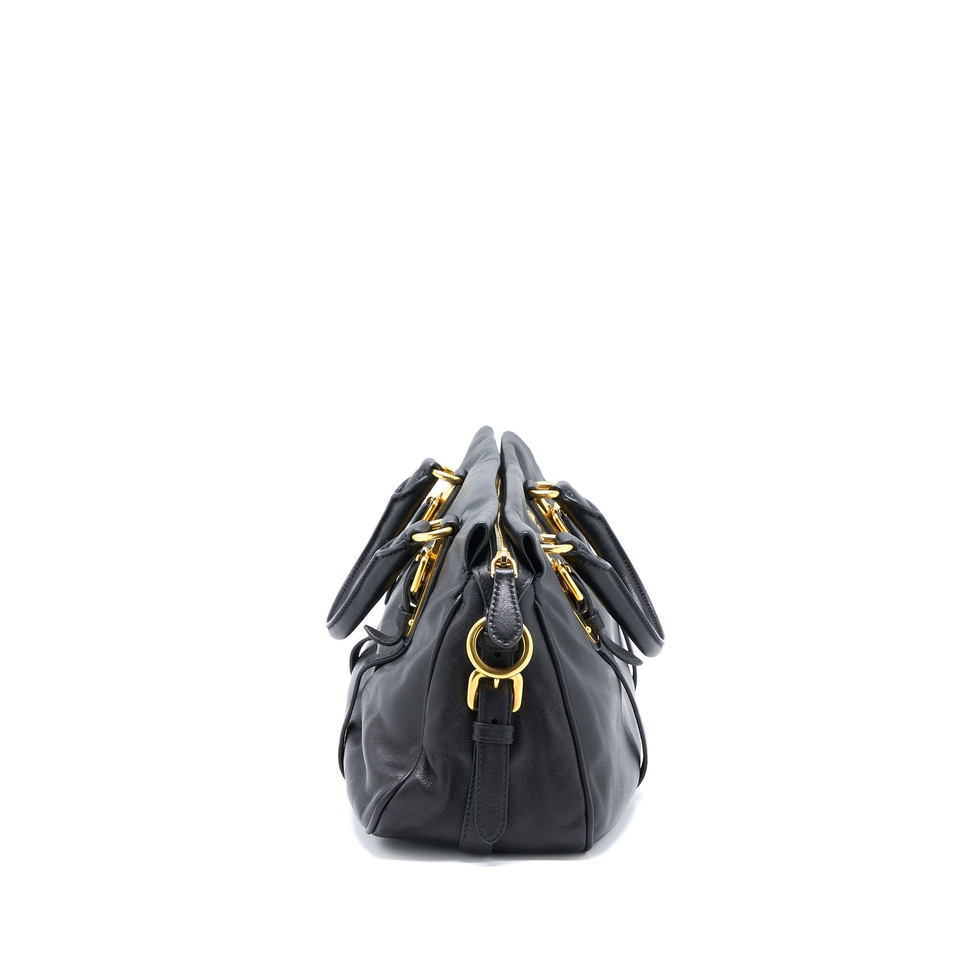 Prada Bauletto Tote Bag Soft Calfskin Black GHW