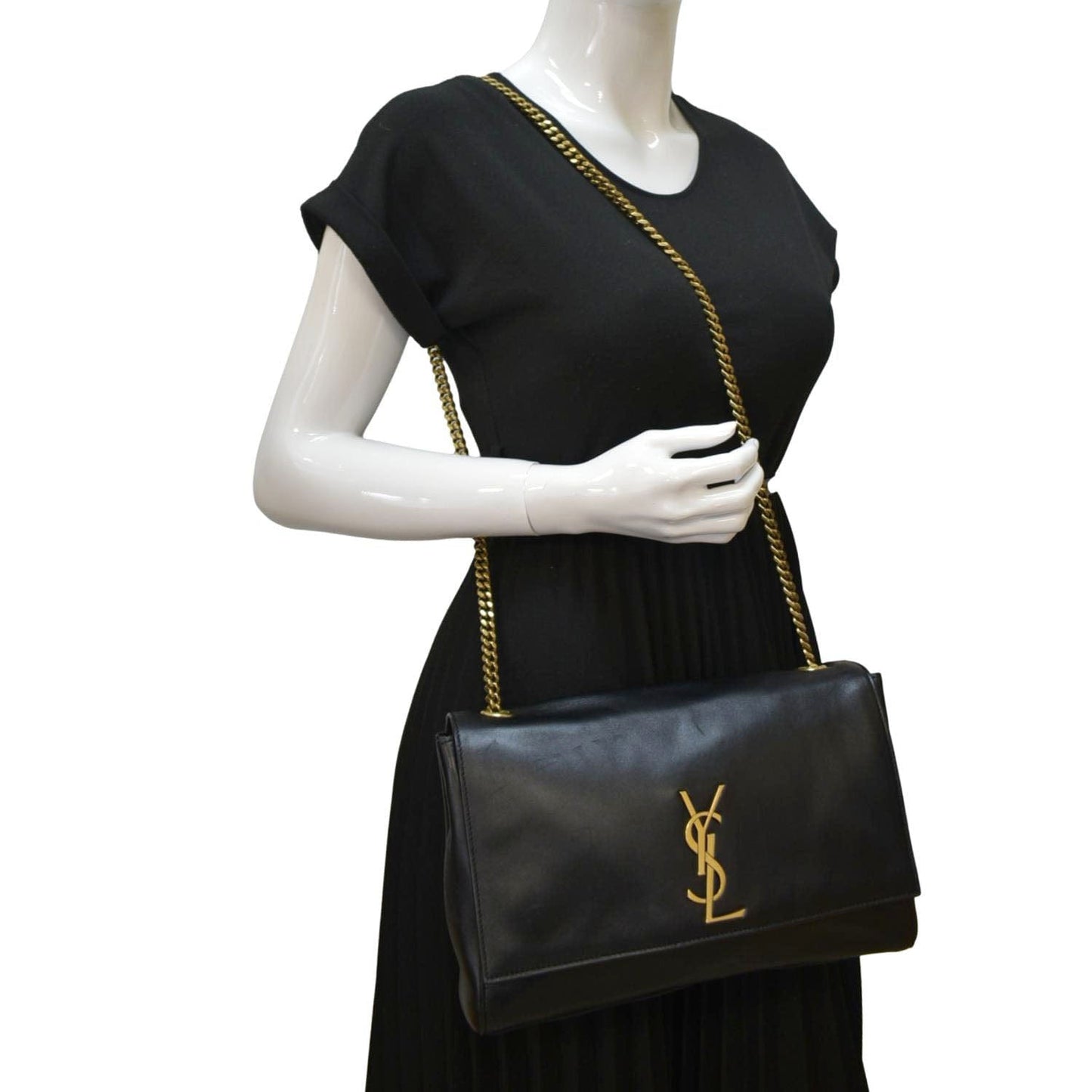 SAINT LAURENT Kate Reversible Medium Leather Crossbody Bag Black