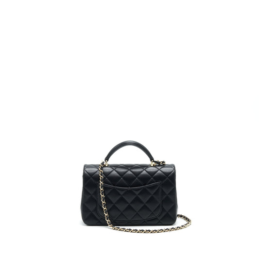 Chanel 21K top handle mini Rectangular flap Bag Black L