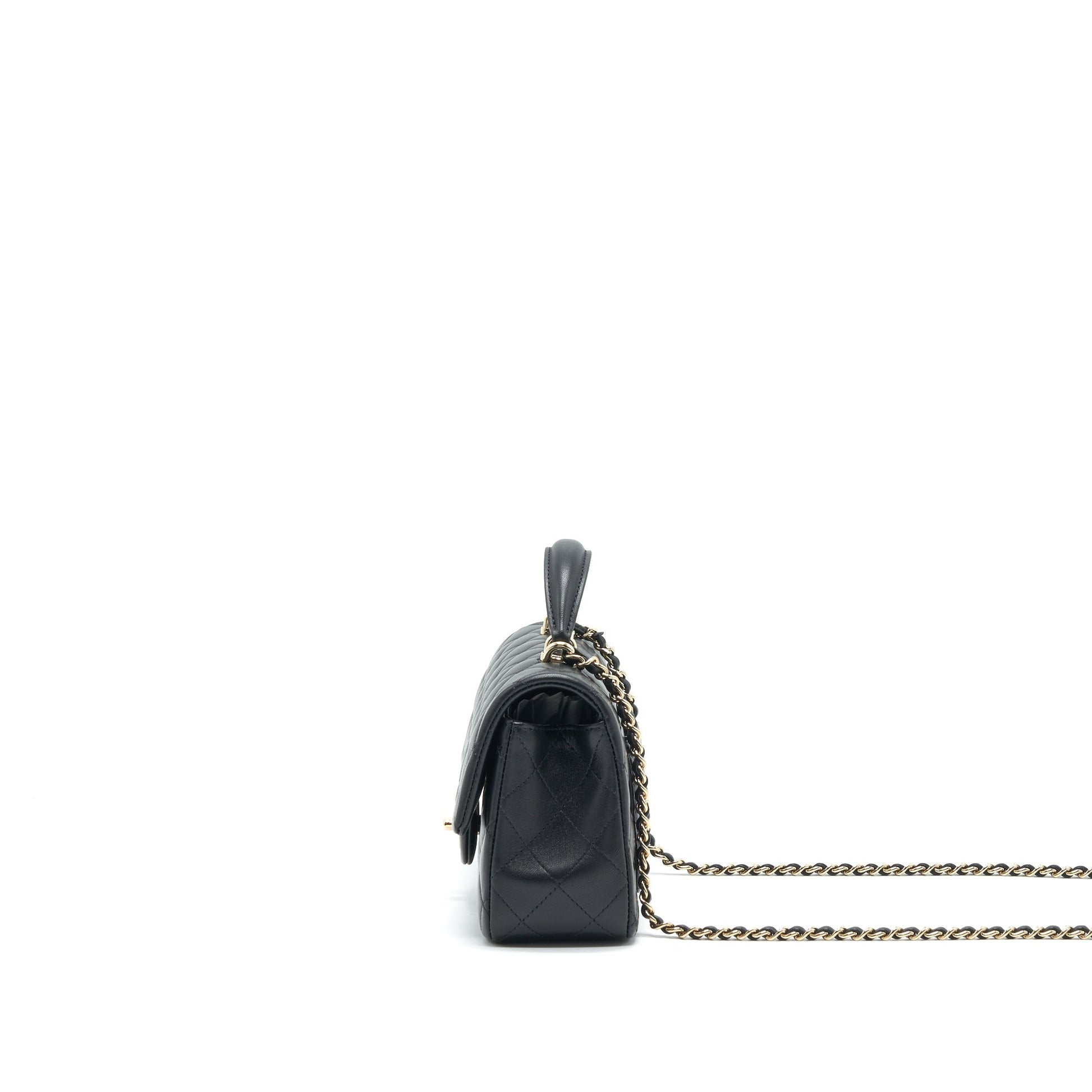 Chanel 21K top handle mini Rectangular flap Bag Black L