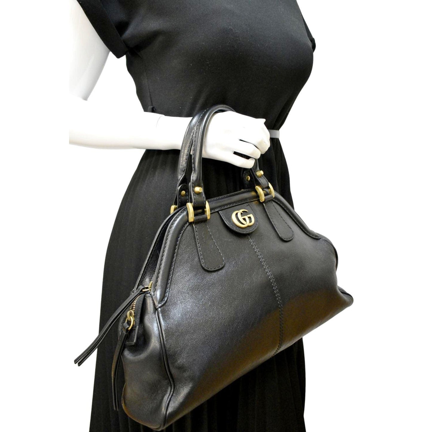 GUCCI Re(Belle) Calfskin Leather Tote Bag Black 516459