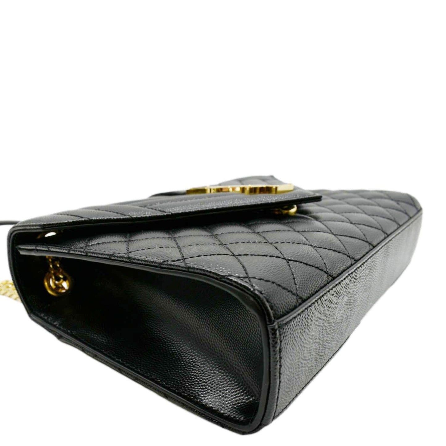 SAINT LAURENT Medium Envelope Leather Chain Shoulder Bag Black