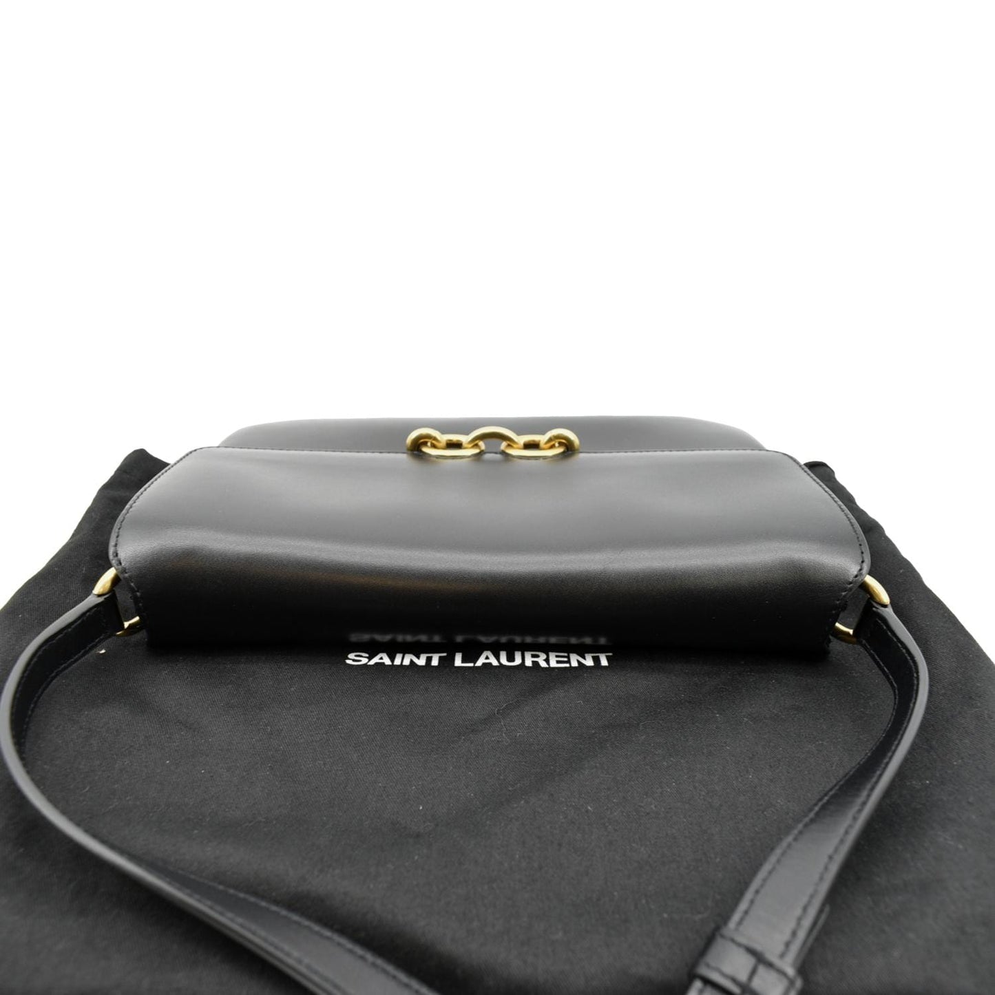 SAINT LAURENT Le Maillon Smooth Leather Shoulder Bag Black