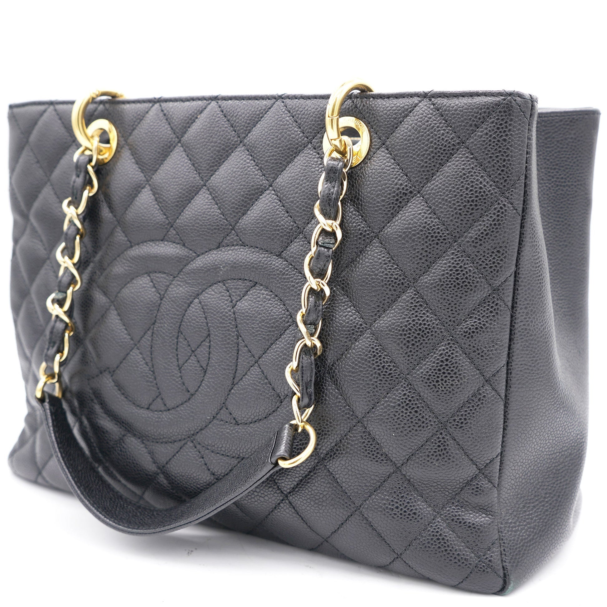Chanel Black Quilted Caviar Leather Grand Shopper Tote
