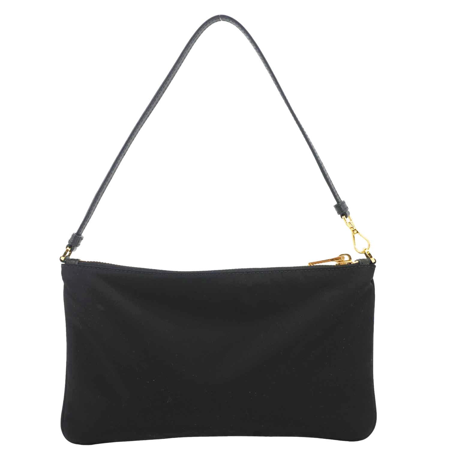 PRADA Tessuto Nylon Pochette Hobo Bag Black