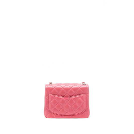 Chanel Mini Square Flap Bag Lambskin Pink