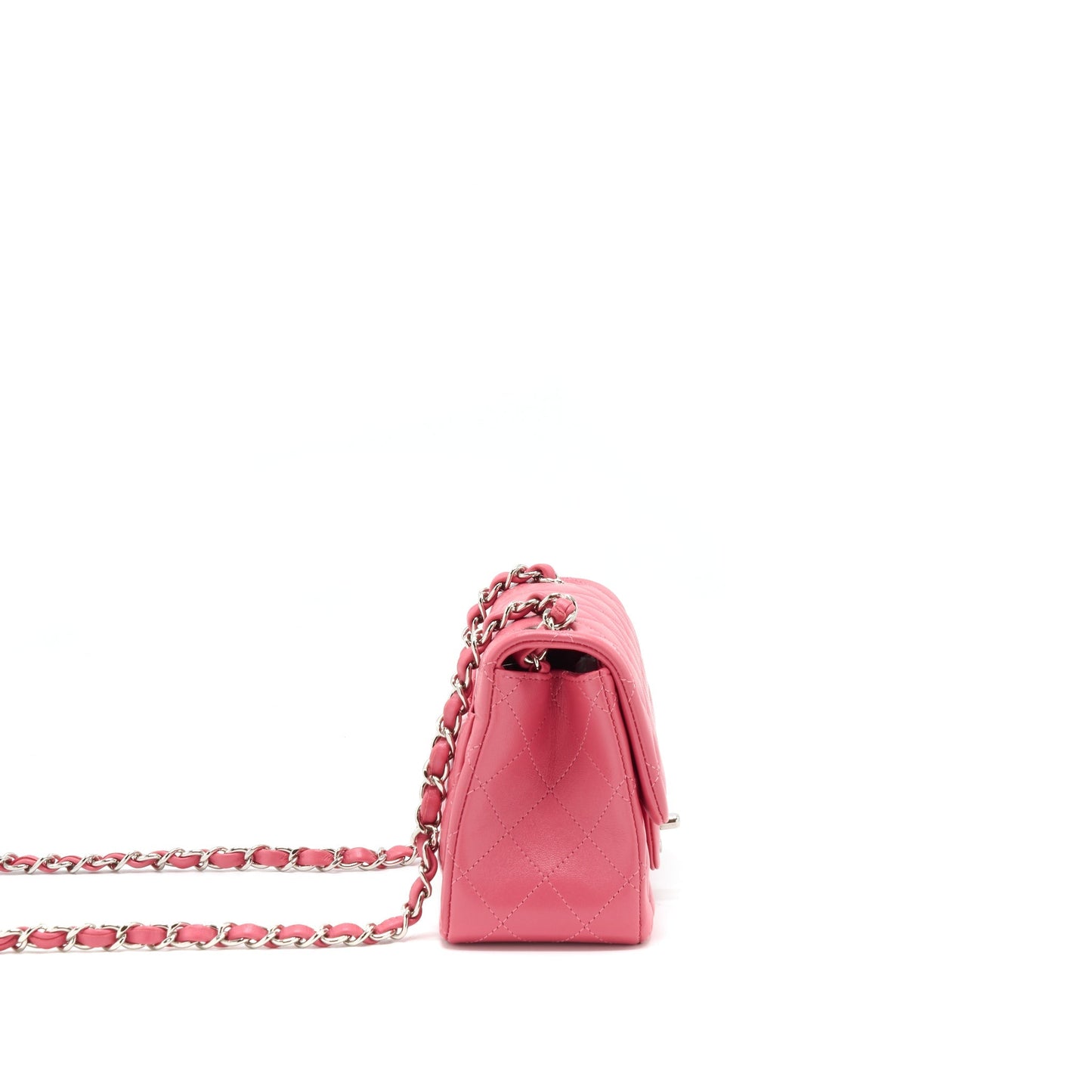 Chanel Mini Square Flap Bag Lambskin Pink