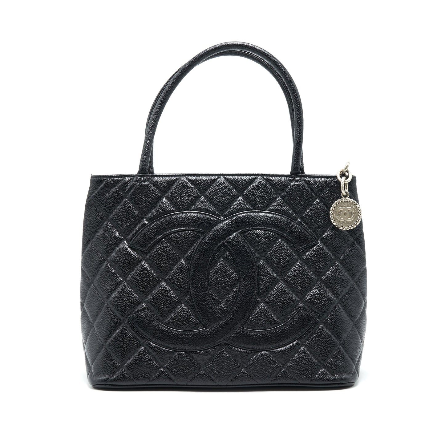 Chanel Vintag Medallion Tote Bag Caviar Black