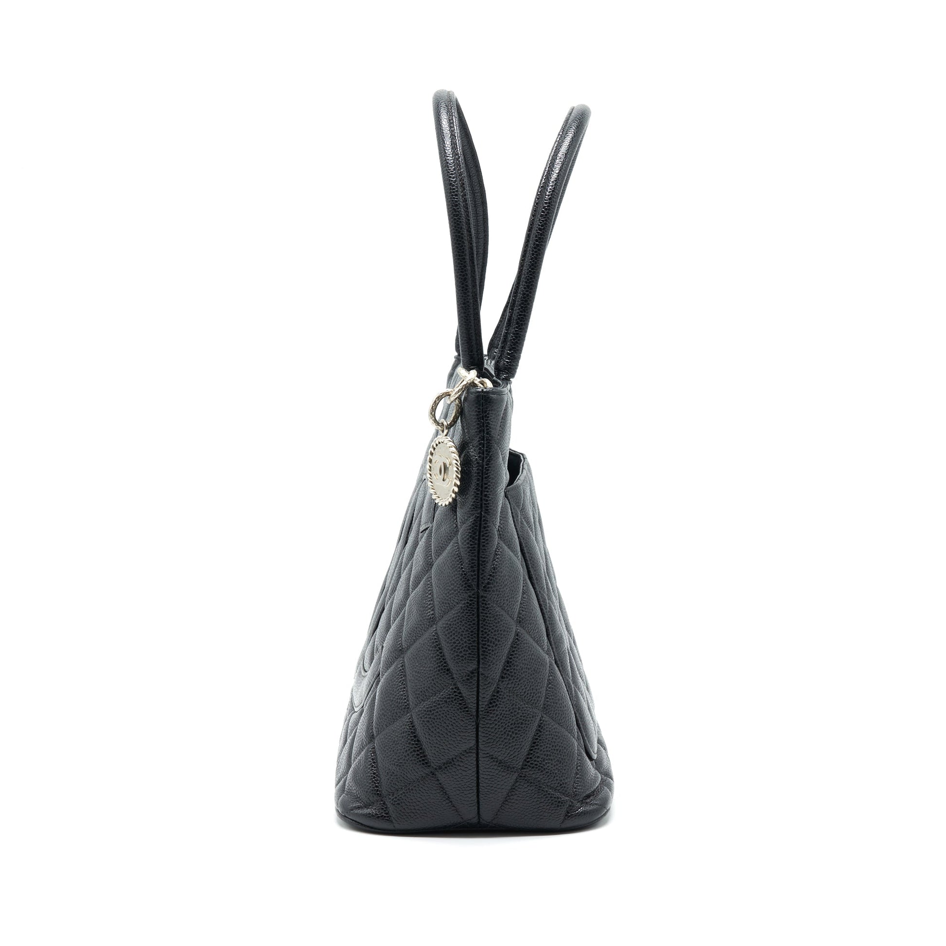Chanel Vintag Medallion Tote Bag Caviar Black