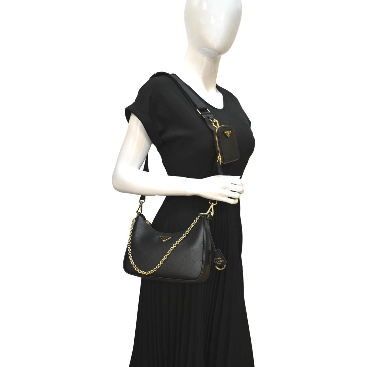 PRADA Re-Edition 2005 Saffiano Leather Shoulder Bag Black
