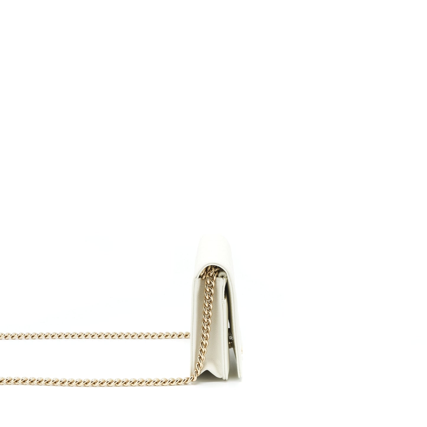 Chanel Boy Wallet On Chain Caviar White LGHW Microchip