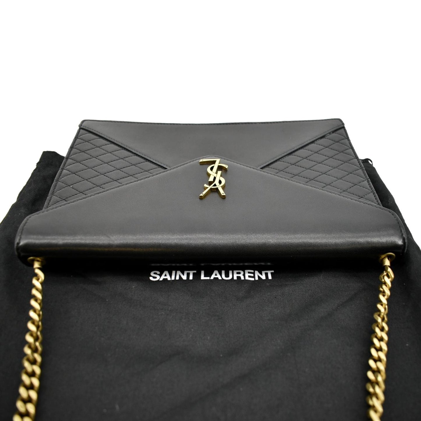 SAINT LAURENT Gaby Quilted Lambskin Leather Shoulder Bag Black