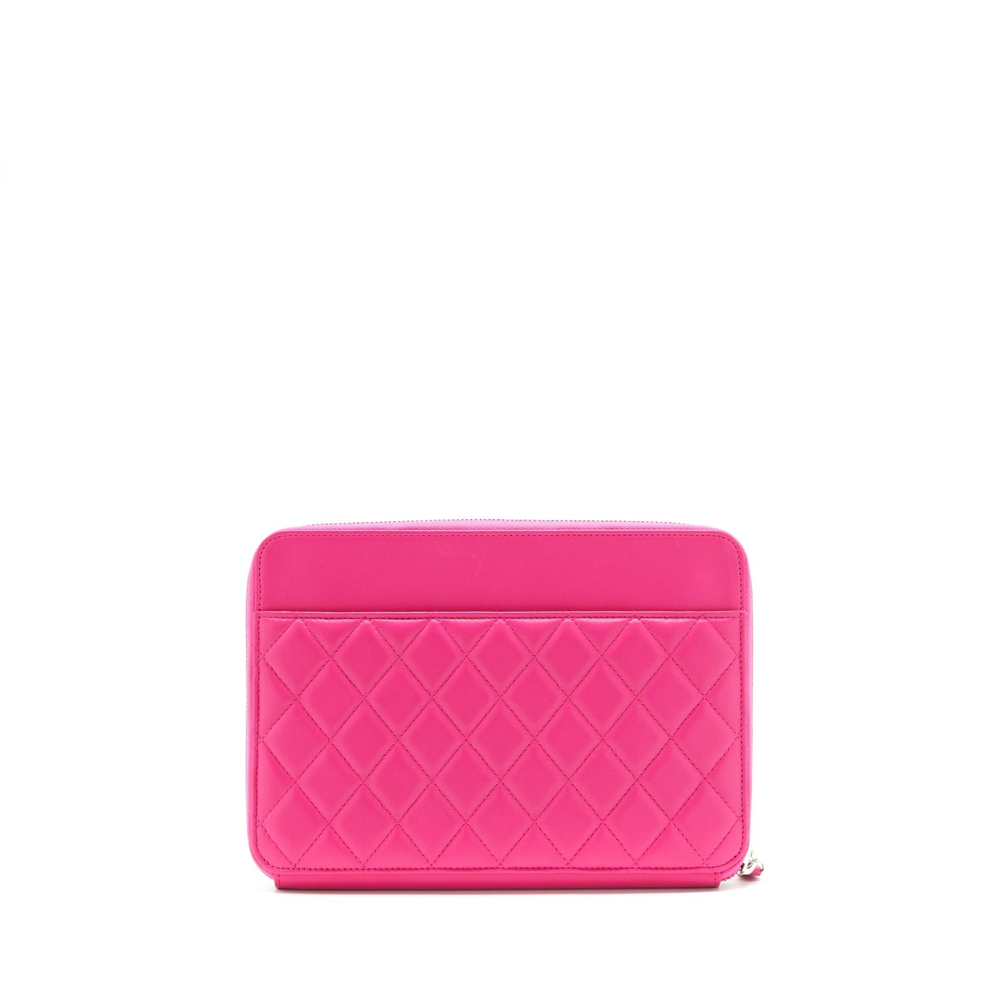 Chanel Quilted Zipper Clutch Lambskin Pink