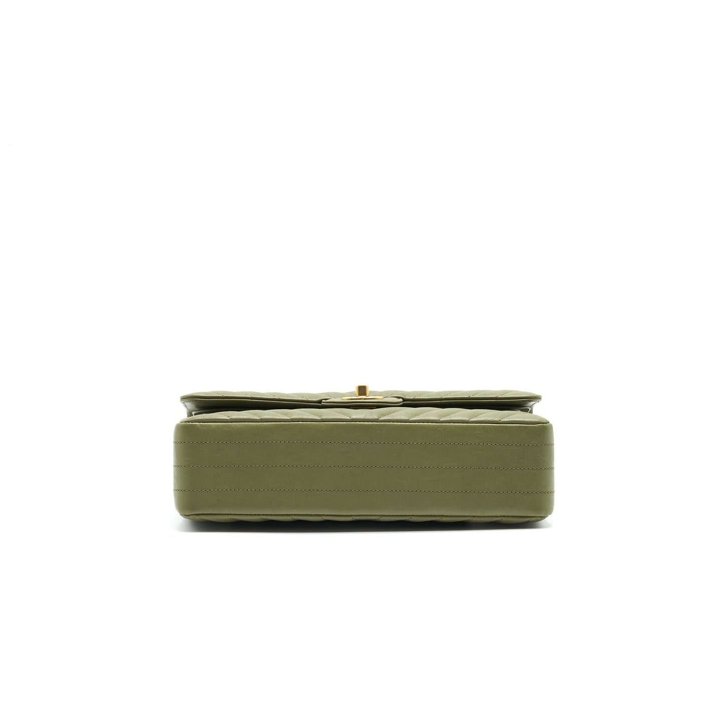 Chanel Chevron Medium Classic Double Flap Bag Olive-Green